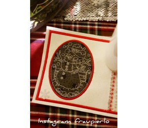 Stickserie ITH - Schneemann Redwork MugRugs